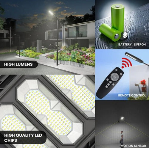 400W ABS Solar Street Light – Motion Sensor, Waterproof LED